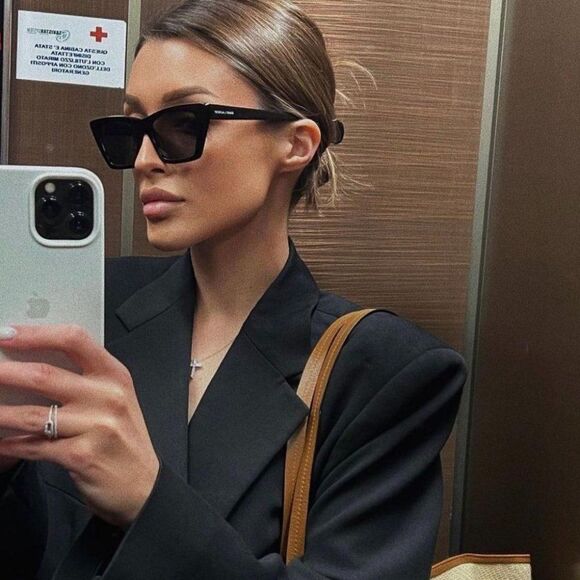 💯 NEW SAINT LAURENT SL276 MICA 001 BLACK GREY SUNGLASSES - Picture 5 of 14